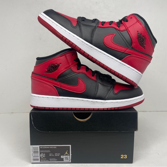 Nike Shoes - Nike Air Jordan 1 Retro Mid GS “Bred/Banned” 2022